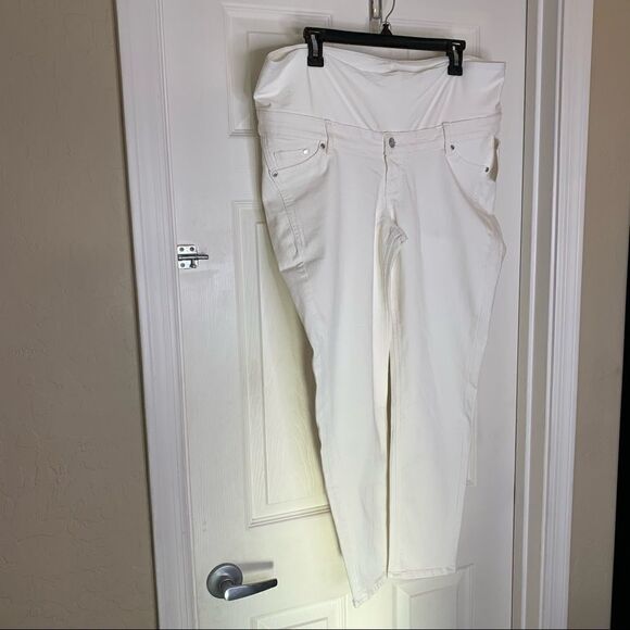 H&M White Maternity Half Panel Jeans Size Large - Picture 3 of 9